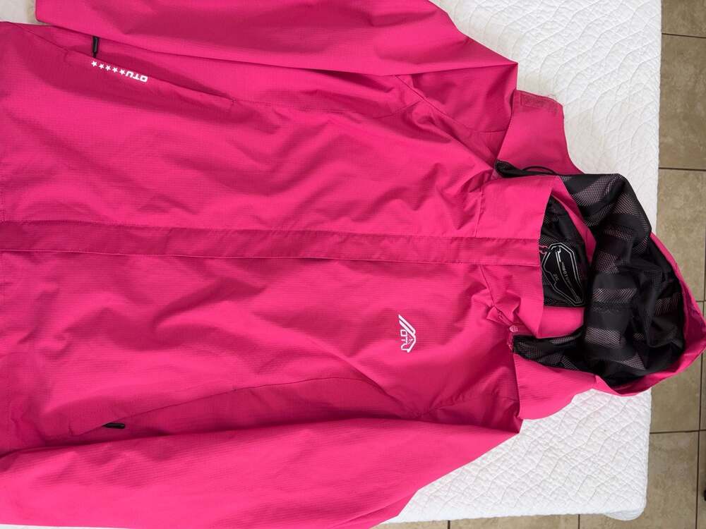 OTU Women’s Pink Waterproof Rain Jacket Hooded Mesh Lined Windbreaker 2XL